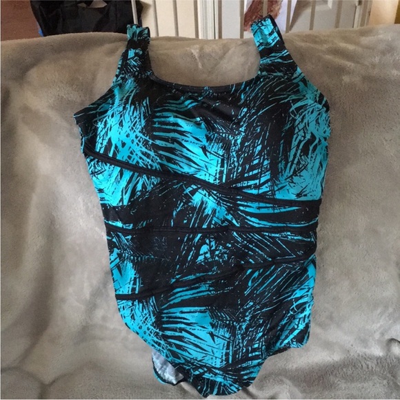 Swimsuits For All Black and Blue One Piece - Picture 1 of 2